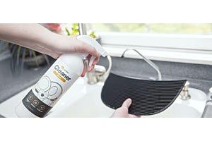 cleaner spray and step mat over sink