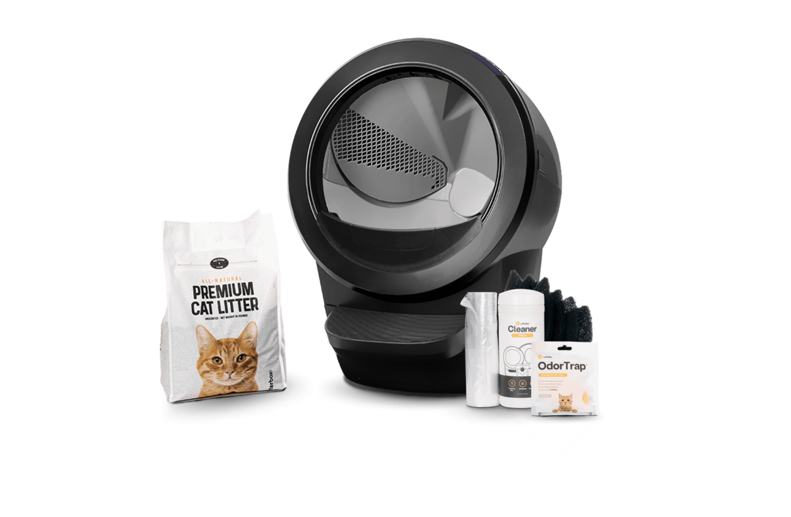 Litter-Robot 4 Black unit with the kickstart kit