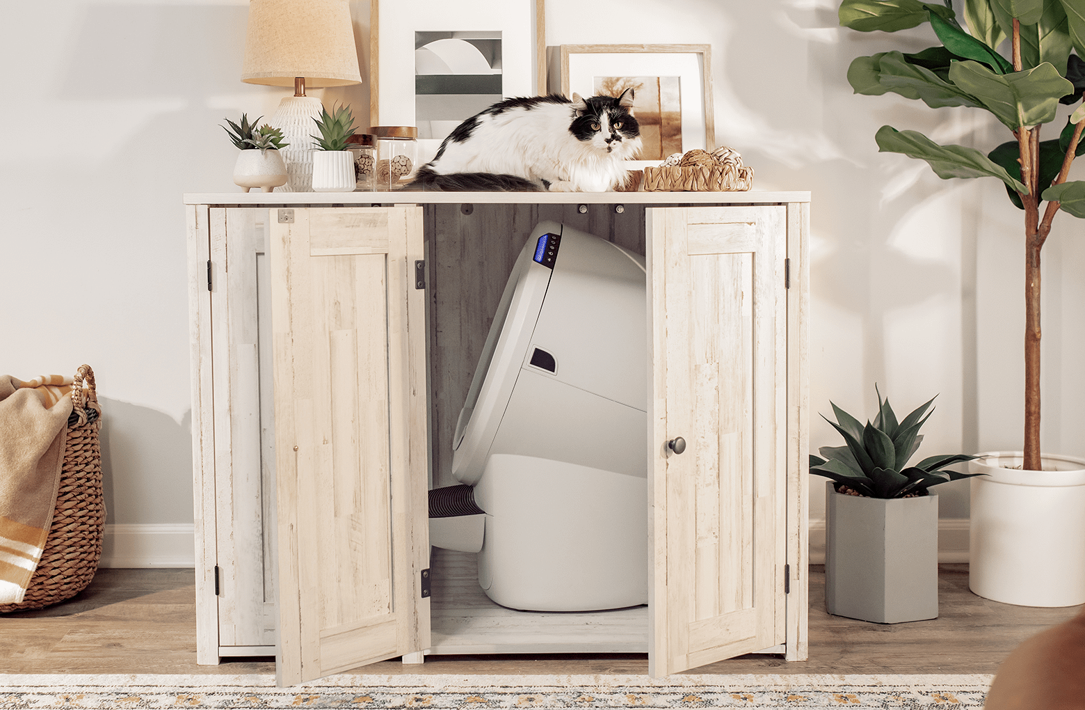 LitterRobot 4 Coastal Credenza Bundle Litter Box Furniture