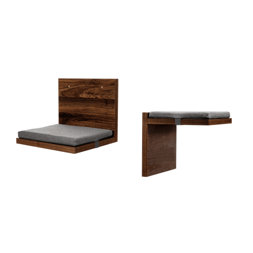 Two cat shelves showing side and front view