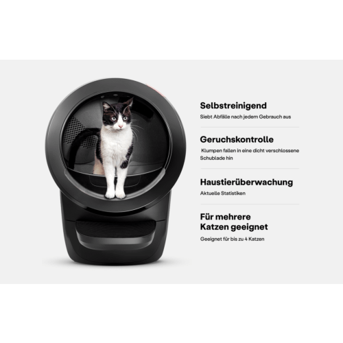 Litter-Robot 4 das selbstreinigende katzenklo selbstreinigend, das den Abfall nach jeder Benutzung filtert, Gerüche durch den Abfall, der in eine geschlossene Schublade fällt, kontrolliert, Ihnen intelligente Echtzeitdaten liefert und für mehrere Katzen g