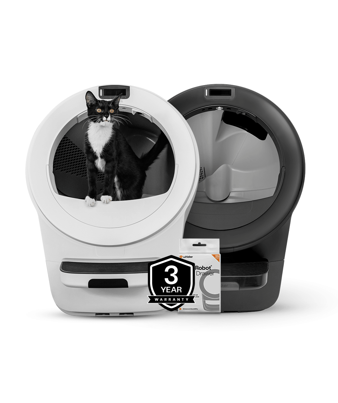 Litter-Robot 5 Double Bundle white and black automatic litter box