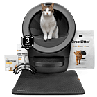 Litter-Robot 5 self cleaning litter box and starter accessories including greatlitter, waste drawer liners, odortrap, littertrap mat, and warranty