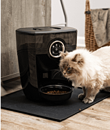 Whisker.com Siberian cat eating from Feeder-Robot in black smoke thumbnail