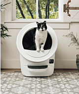 Whisker.com tuxedo cat in Litter-Robot EVO in white thumbnail