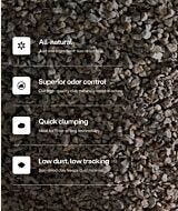 Whisker.com GreatLitter features: all-natural, superior odor control, quick clumping, low dust cat litter thumbnail