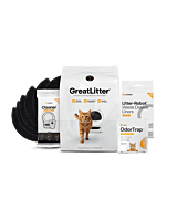 Kickstart kit - 20 lbs GreatLitter clumping clay litter, 3-pack OdorTrap, 25 pack Waste drawer liners. 30 cleaner wipes. and 6 carbon filters thumbnail