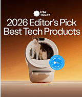 WCOM cat using Litter-Robot 5 self-cleaning litter box USA Today 2026 Editor's Pick Best Tech Products thumbnail