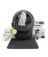  Litter-Robot EVO automatic litter box fully stocked bundle with 6 bags of litter, cleaner wipes, waste drawer liners, odortrap, whisker+ membership, whiskercare warranty, and littertrap mat thumbnail
