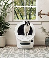 white Litter-Robot EVO with tuxedo cat inside thumbnail