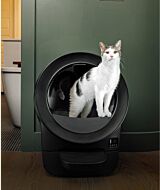 Litter-Robot EVO self cleaning litter box in black with cat inside thumbnail