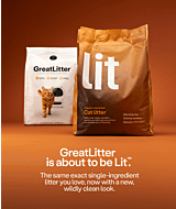 GreatLitter is about to be Lit. Same single-ingredient litter you love with a new clean look. thumbnail
