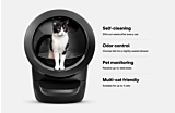 Black Litter-Robot 4 automatic litter box with confidence boosting call outs - Self cleaning, sifts out waste after every use. Odor control, clumps fall into a tightly sealed drawer. Pet monitoring, receive up to date stats. Multi-cat friendly litter box, Thumbnail