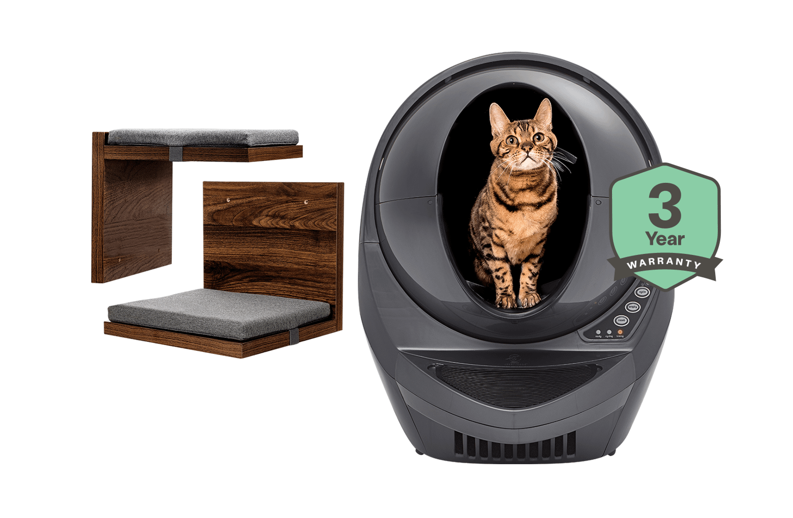 Litter-Robot 3 Connect and cat shelf