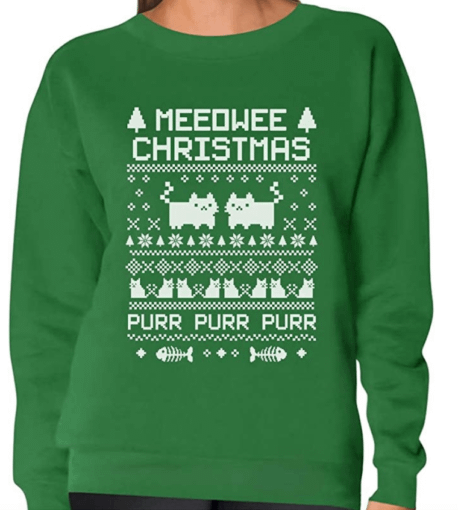 cat christmas sweater meeowee purr