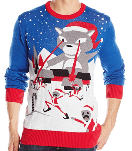 cat christmas sweater attack laser
