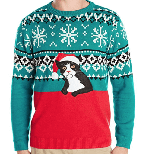 cat christmas sweater lonely snowflake