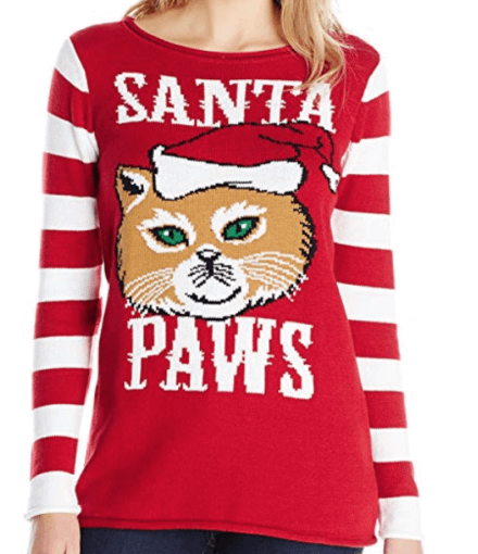 cat christmas sweater paws