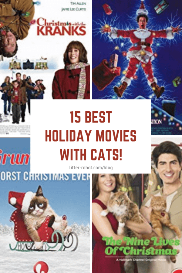 15 best holiday movies with cats; four movie posters