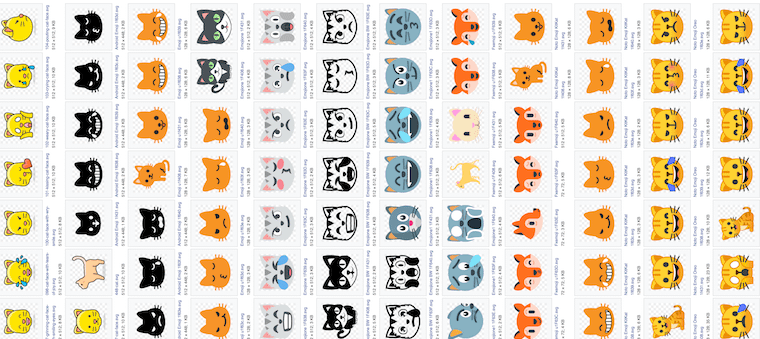 various cat emoji designs