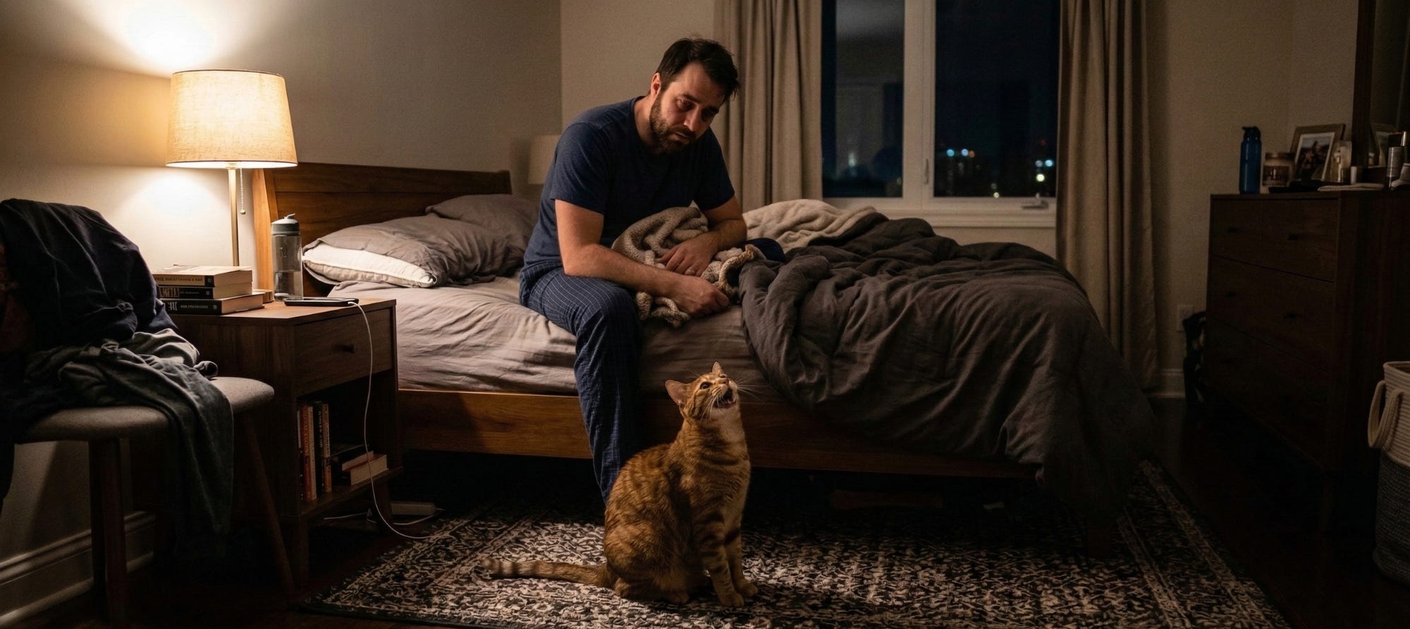 cat meowing at night waking up owner