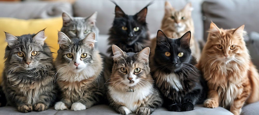 young tabby cats and Maine Coons
