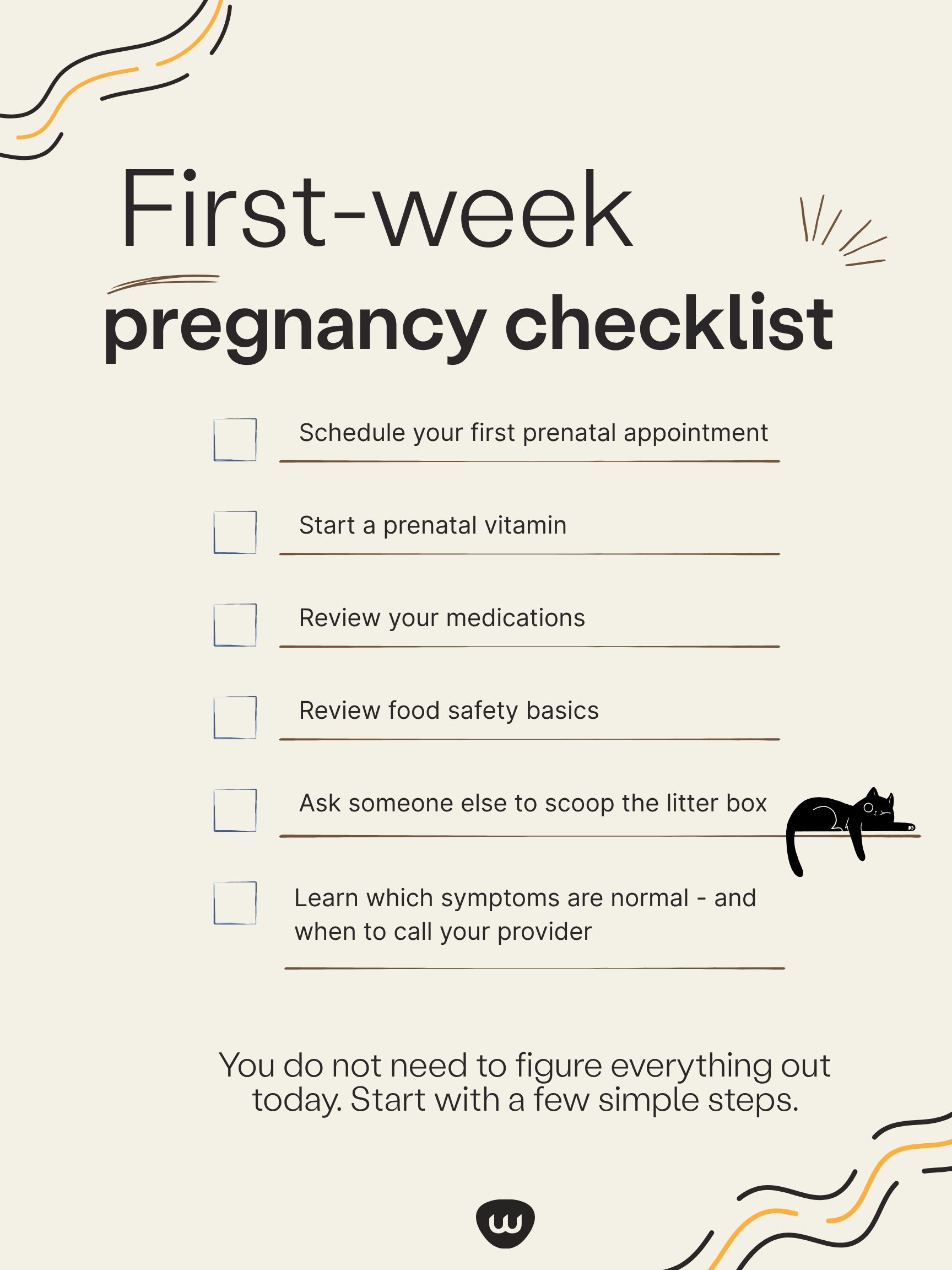 first-week pregnancy checklist infographic litter-robot by whisker