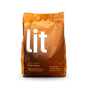 [Alt text: Lit cat litter bag]