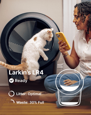 A cat sitting in a Litter-Robot 5.