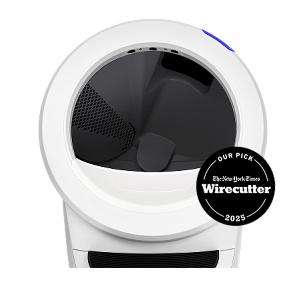 litter hopper attached to the back of a black litter-robot