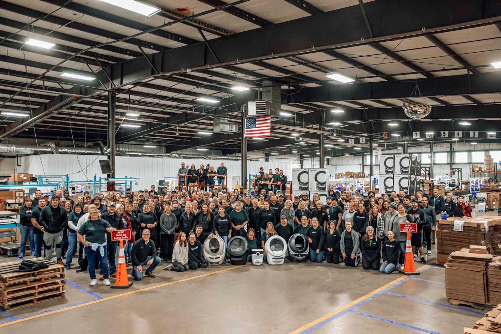 Whisker Litter-Robot team in Juneau, Wisconsin manufacturing facility