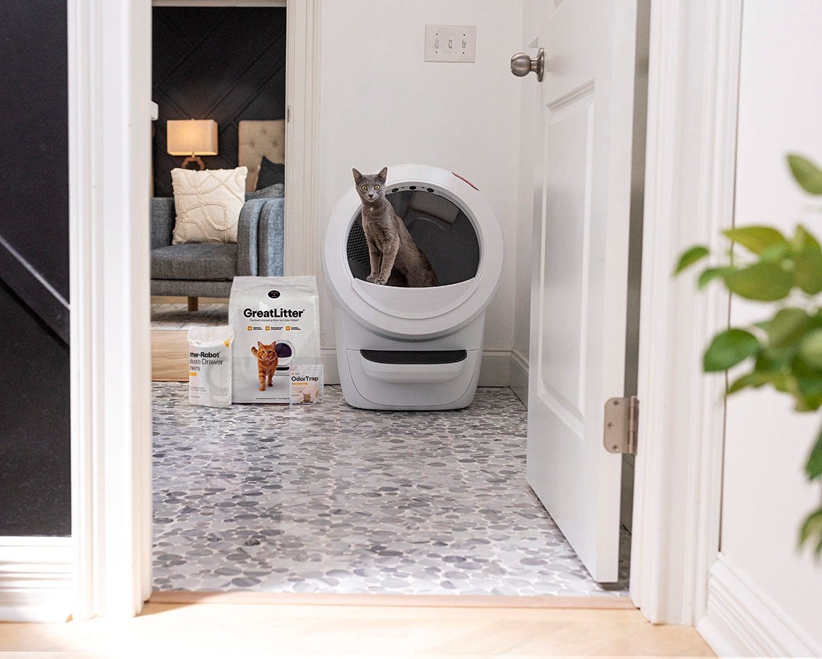 orange cat paws on black Litter Trap Mat