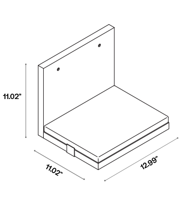 Technical specification drawing of cat shelf
