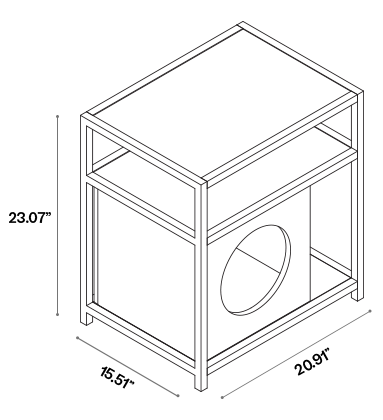 Technical specification drawing of cat side table.