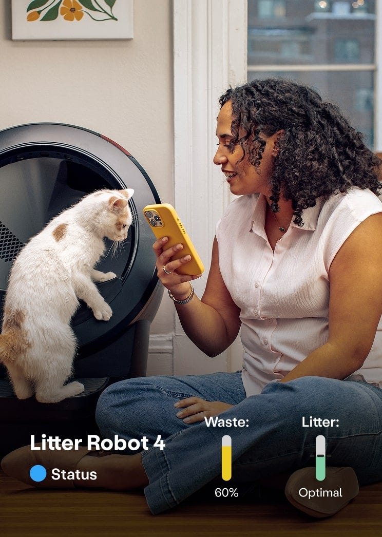 Lori using the Whisker app to control Litter-Robot